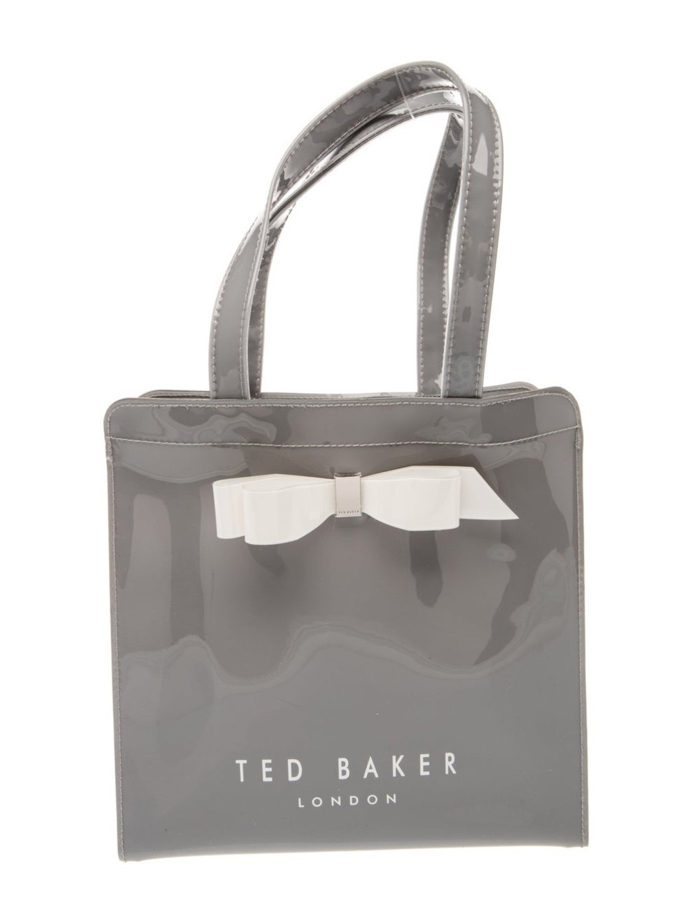 Ted Baker Grey Patent Tote with White Bow